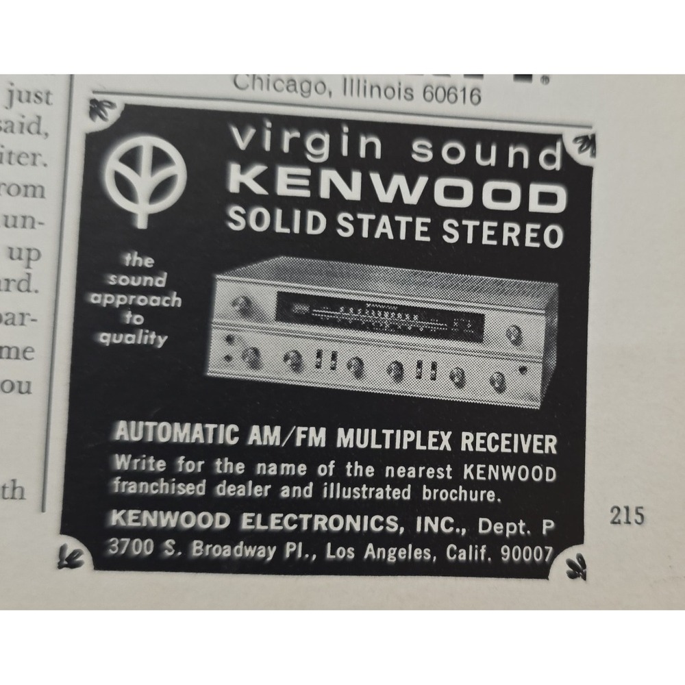 Kenwood Solid State Stereo Automatic AM/FM Multiplex Receiver 1964 Print Ad
